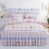 HKM-251731 Lace Bed Skirt in Thickened Brushed Polyester Cotton with Floral Print