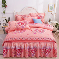 HKM-251731 Lace Bed Skirt in Thickened Brushed Polyester Cotton with Floral Print