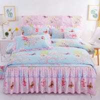 HKM-251731 Lace Bed Skirt in Thickened Brushed Polyester Cotton with Floral Print