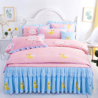 HKM-251731 Lace Bed Skirt in Thickened Brushed Polyester Cotton with Floral Print