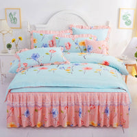 HKM-251731 Lace Bed Skirt in Thickened Brushed Polyester Cotton with Floral Print