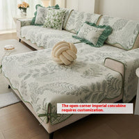 HKM-251795 Universal Chenille Shaped Sofa Cover with Plant and Flower Pattern in Multiple Sizes