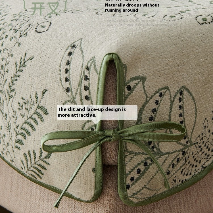HKM-251795 Universal Chenille Shaped Sofa Cover with Plant and Flower Pattern in Multiple Sizes