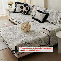 HKM-251795 Universal Chenille Shaped Sofa Cover with Plant and Flower Pattern in Multiple Sizes