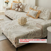 HKM-251795 Universal Chenille Shaped Sofa Cover with Plant and Flower Pattern in Multiple Sizes