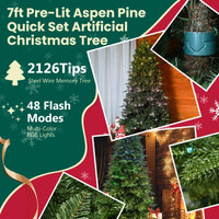 HKM-251859 7ft Mixed PE/PVC Christmas Tree with 2126 Tips and 340 RGB LED Lights