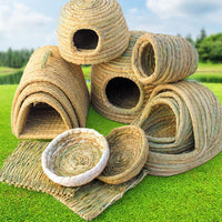 HKM-251923 Natural Hand-Woven Grass Nest for Small Animals - Cozy Straw and Corn Husk Design