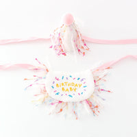 HKM-252051 Pet Birthday Bib and Hat Set for Dogs - Triangle Scarf with Letter Pattern, Polyester, Sizes S and M