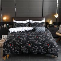 HKM-252051 Three-Piece Cartoon Floral Bedding Set in Aloe Cotton with Pillowcases