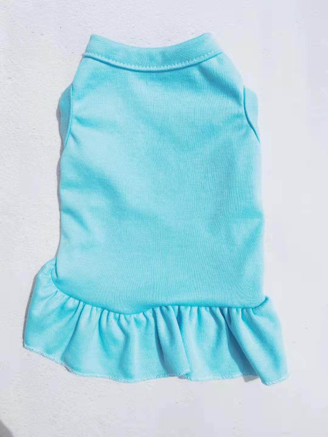 HKM-252307 Cotton Ruffle Dress for Pets - Solid Color Princess Style Skirt