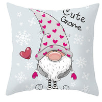 HKM-252563 Christmas Dwarf Pattern Peach Skin Fabric Pillow Cover - 45cm x 45cm, Mixed Colors