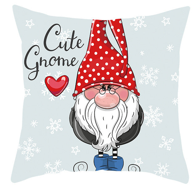 KTX-252563 Christmas Dwarf Pattern Peach Skin Fabric Pillow Cover - 45cm x 45cm, Mixed Colors