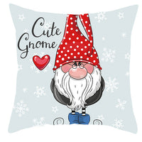 HKM-252563 Christmas Dwarf Pattern Peach Skin Fabric Pillow Cover - 45cm x 45cm, Mixed Colors