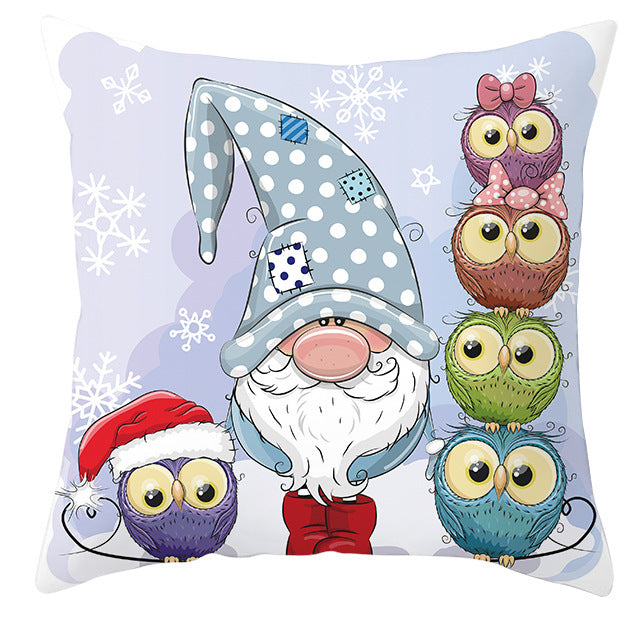 KTX-252563 Christmas Dwarf Pattern Peach Skin Fabric Pillow Cover - 45cm x 45cm, Mixed Colors