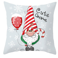 HKM-252563 Christmas Dwarf Pattern Peach Skin Fabric Pillow Cover - 45cm x 45cm, Mixed Colors