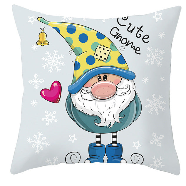 KTX-252563 Christmas Dwarf Pattern Peach Skin Fabric Pillow Cover - 45cm x 45cm, Mixed Colors
