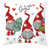 HKM-252563 Christmas Dwarf Pattern Peach Skin Fabric Pillow Cover - 45cm x 45cm, Mixed Colors