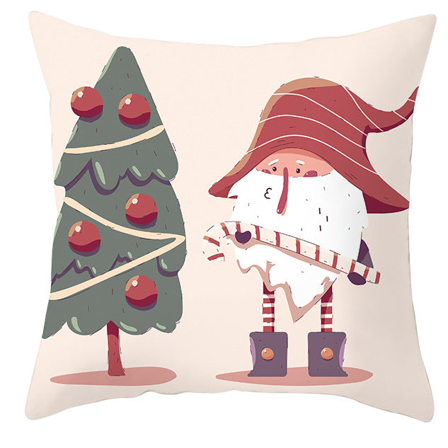 KTX-252563 Christmas Dwarf Pattern Peach Skin Fabric Pillow Cover - 45cm x 45cm, Mixed Colors