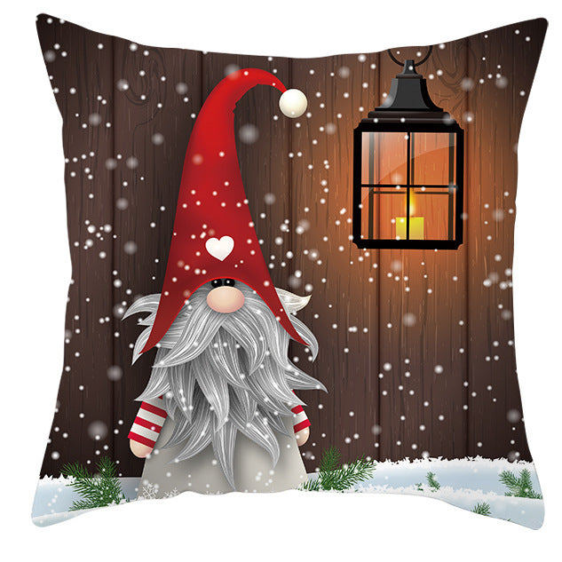KTX-252563 Christmas Dwarf Pattern Peach Skin Fabric Pillow Cover - 45cm x 45cm, Mixed Colors
