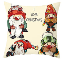 HKM-252563 Christmas Dwarf Pattern Peach Skin Fabric Pillow Cover - 45cm x 45cm, Mixed Colors