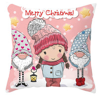 HKM-252563 Christmas Dwarf Pattern Peach Skin Fabric Pillow Cover - 45cm x 45cm, Mixed Colors