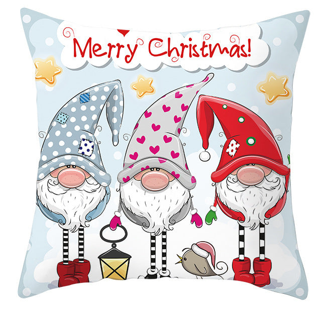 KTX-252563 Christmas Dwarf Pattern Peach Skin Fabric Pillow Cover - 45cm x 45cm, Mixed Colors