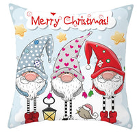 HKM-252563 Christmas Dwarf Pattern Peach Skin Fabric Pillow Cover - 45cm x 45cm, Mixed Colors