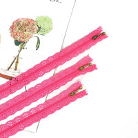HKM-252563 Mixed 40cm Nylon Lace Zipper Set - 10 Pieces in 24 Colors for DIY Projects