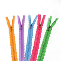 HKM-252563 Mixed 40cm Nylon Lace Zipper Set - 10 Pieces in 24 Colors for DIY Projects