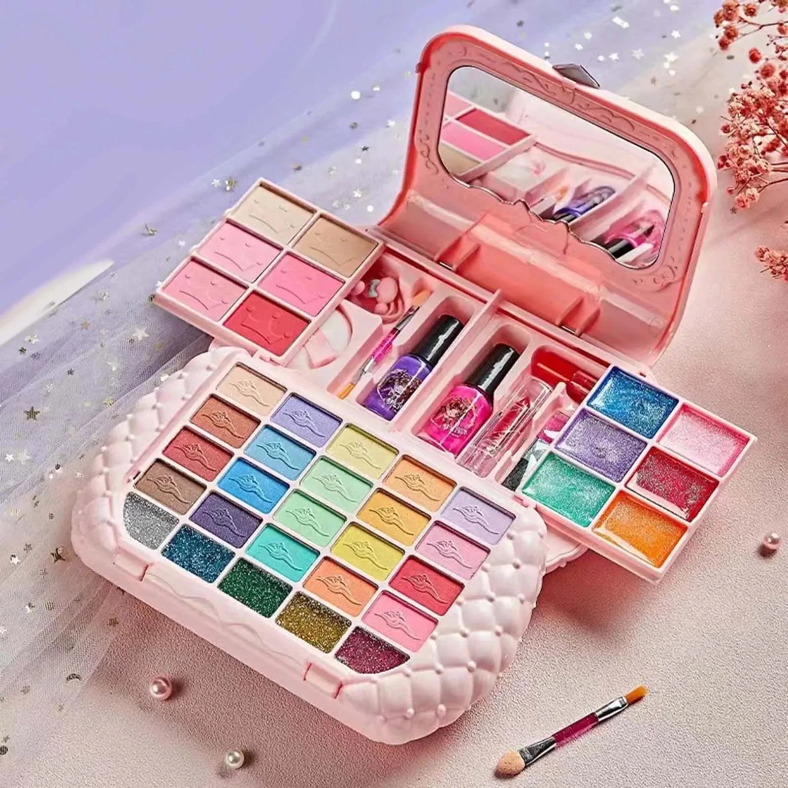 KTX-252563 Non-Toxic Washable Makeup Pretend Play Kit for Girls Ages 2-13