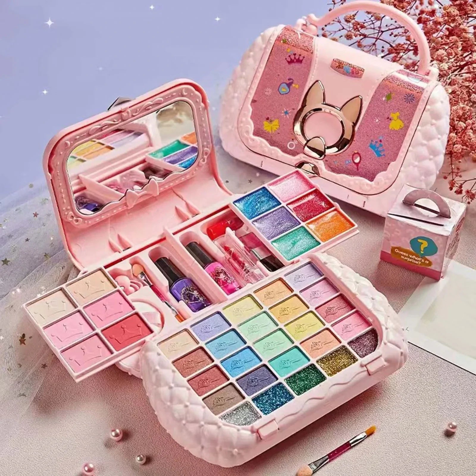 KTX-252563 Non-Toxic Washable Makeup Pretend Play Kit for Girls Ages 2-13
