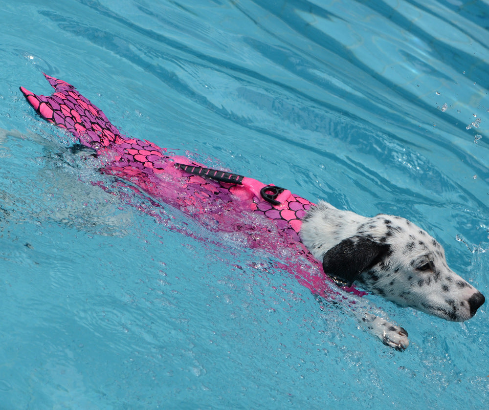 HKM-252691 Adjustable Mermaid Shark Dog Swimming Life Vest for Small to Large Pets - Safe and Stylish Swim Aid