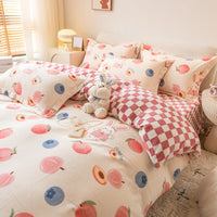 HKM-252691 Winter Coral Velvet Four-Piece Bedding Set with Fun Patterns and Soft Material