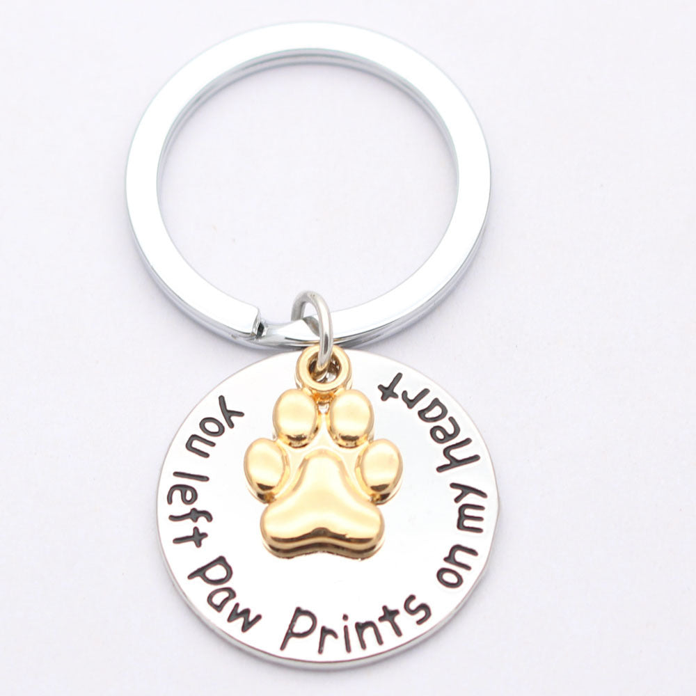 HKM-252883 Paw Print Heart Necklace in Alloy - Available in White and Yellow