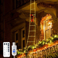 HKM-253011 Festive 3m LED Solar Hanging Lights with Santa Claus Design and Warm Glow
