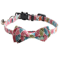HKM-253139 Japanese Style Tang Grass Pattern Cat Collar with Bow and Scarf Set, 1.0*28CM