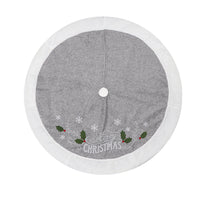 HKM-253331 Gray Leaf Christmas Tree Skirt - 48-Inch Flannel Decorative Holiday Accessory