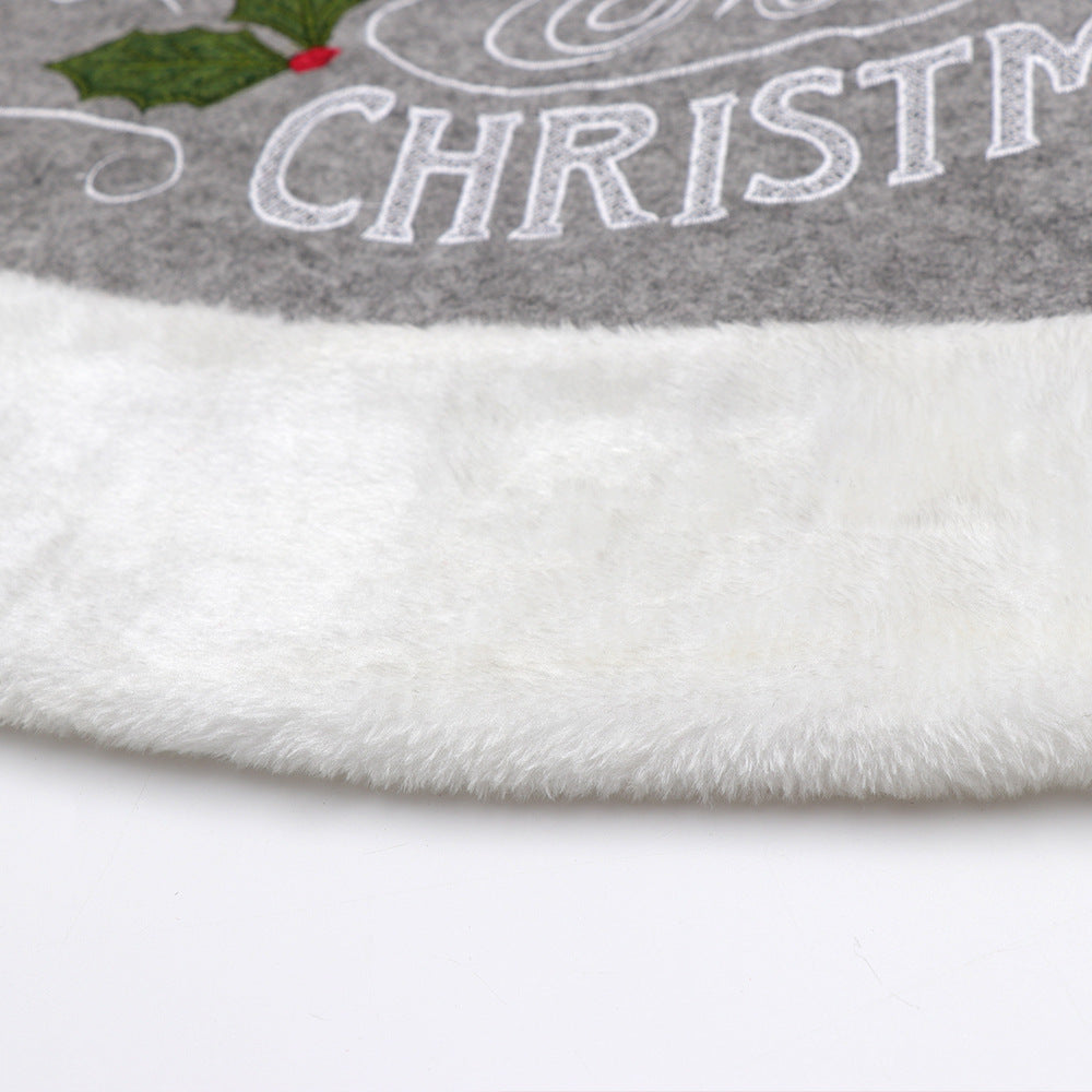 HKM-253331 Gray Leaf Christmas Tree Skirt - 48-Inch Flannel Decorative Holiday Accessory
