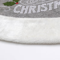 HKM-253331 Gray Leaf Christmas Tree Skirt - 48-Inch Flannel Decorative Holiday Accessory