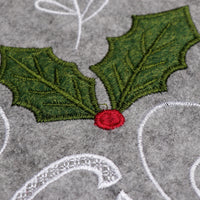 HKM-253331 Gray Leaf Christmas Tree Skirt - 48-Inch Flannel Decorative Holiday Accessory