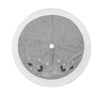 HKM-253331 Gray Leaf Christmas Tree Skirt - 48-Inch Flannel Decorative Holiday Accessory