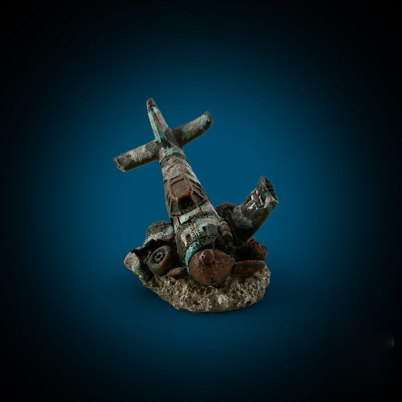 HKM-253715 Resin Aquarium Decoration - Aircraft Wreckage Simulation Ornament, 8CM x 4.5CM x 4.5CM