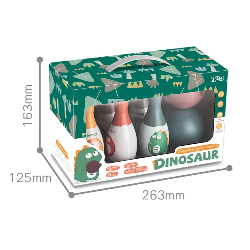 HKM-253843 Dinosaur-Themed Bowling Set for Kids Aged 5-7 with Gift Box