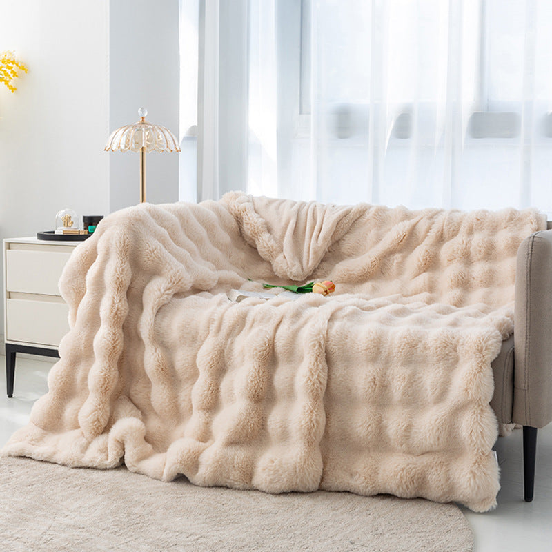 HKM-254035 Double Layer Thick Velvet Blanket with Pillowcase Options in Various Sizes and Colors
