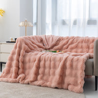 HKM-254035 Double Layer Thick Velvet Blanket with Pillowcase Options in Various Sizes and Colors