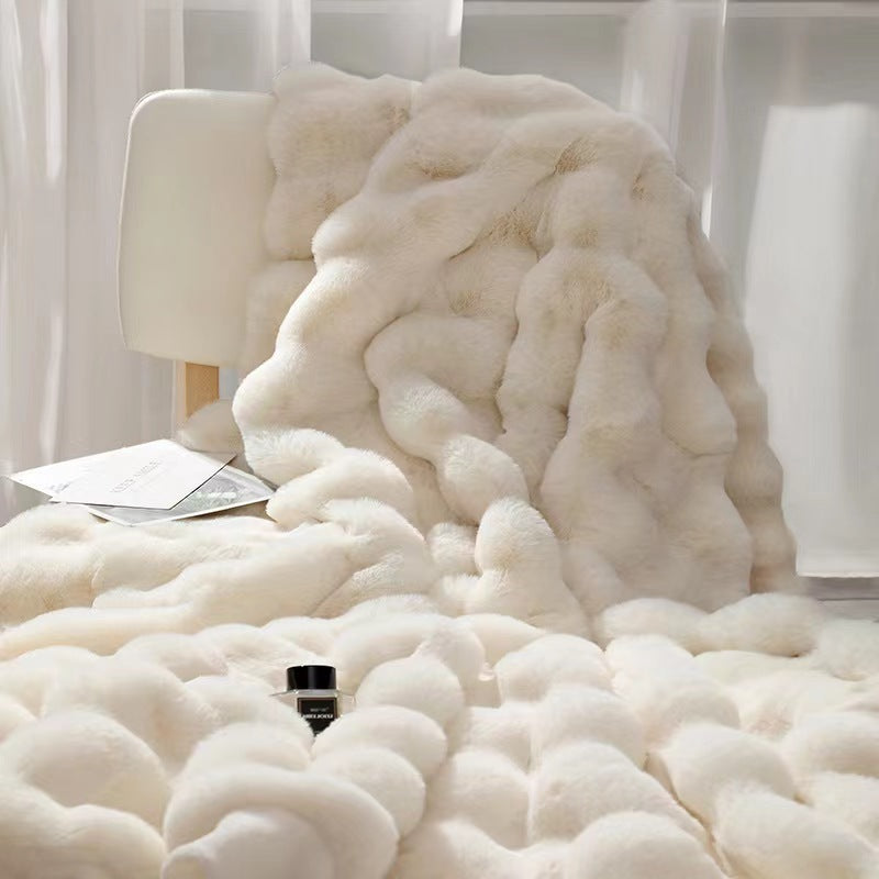 HKM-254035 Double Layer Thick Velvet Blanket with Pillowcase Options in Various Sizes and Colors