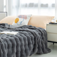 HKM-254035 Double Layer Thick Velvet Blanket with Pillowcase Options in Various Sizes and Colors