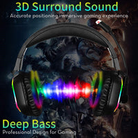 HKM-254099 RGB 7.1 Channel Wired Gaming Headset with Microphone and Adjustable Fit
