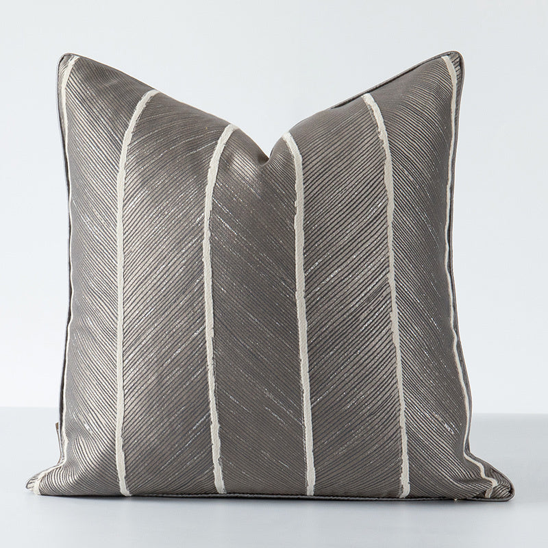 HKM-254163 Minimalist Modern Jacquard Throw Pillow Cover with 3D High Elasticity Fibre Insert - 45x45cm, Grey Beige