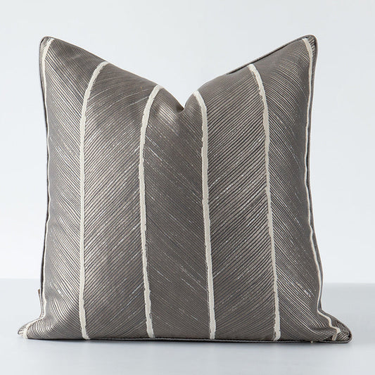 HKM-254163 Minimalist Modern Jacquard Throw Pillow Cover with 3D High Elasticity Fibre Insert - 45x45cm, Grey Beige